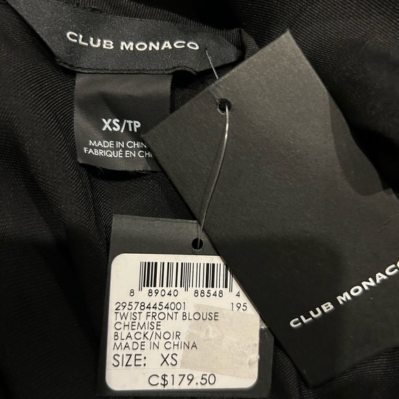 Club Monaco Black Twist Front Top Blouse NWT Size XS - Picture 3 of 3